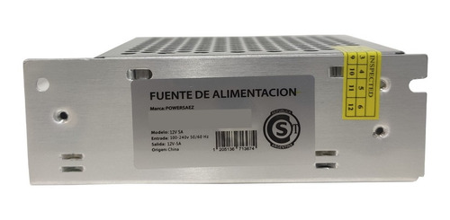 Fuente Switching 12v 5a Metalica Tira Led Cctv Camaras Gtia
