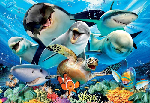 Imagen 3 de 5 de Puzzle 100 Piezas Animales Marinos Rompecabezas Educa Atrix®