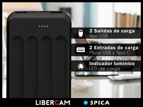 Power Bank Cargador Portatil 12000mah Spica Sw-100 Bateria Color Negro