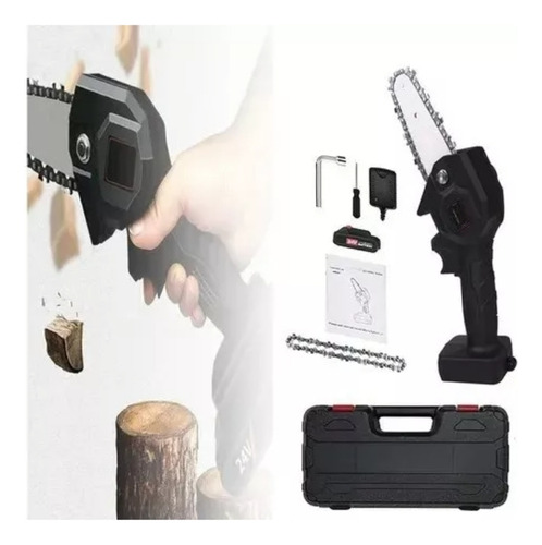 Mini Motosierra Eléctrica Inalámbrica Portátil De 6 Pulgadas Color Negro