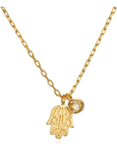 Satya Jewelry Collar Con Colgante De Oro Citrino Hamsa De 18