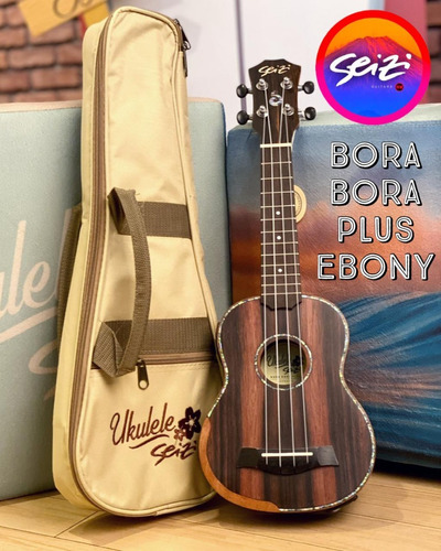 Ukulele Seizi Bora Bora Plus Soprano Acústico Bag Ebony