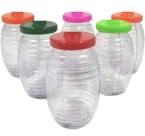 Mini Vitrolero De Plastico Dulcero 1lt 10 Pz Tapa Plana