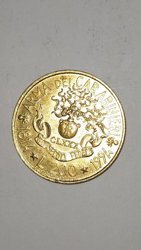 Moneda Italia 200 Liras 1814 -1994 Carabinieri
