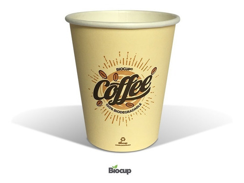 Vaso Ecológico De Papel 8 Oz Letras Biocup, Reciclable 100%