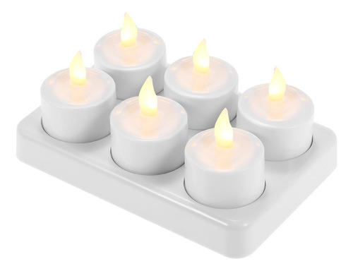 Juego De 6 Velas Recargables Led Parpadeantes Sin Llama.