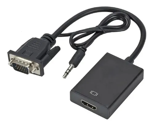 CONVERSOR DE VGA + AUDIO RCA A HDMI DE METAL CON CORRIENTE