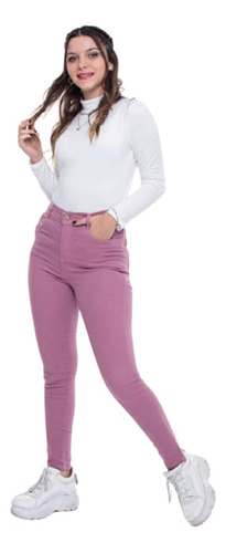 Pantalon Chupin Gabardina Elastizada  Rosa Viejo T 38 A 46