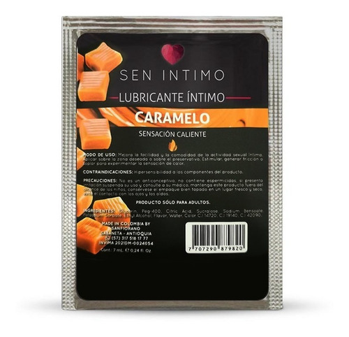 Lubricante Intimo Sen Caliente Chocolate Whisky Caramelo