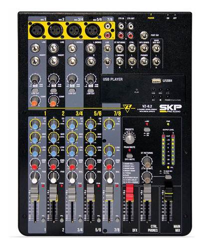 Consola Mixer Skp Vz8fx 8 Canales Efectos Digitales Liqm# Pr