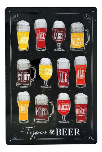 Placa Decorativa Cuadro Minimalista Tipos De Cerveza