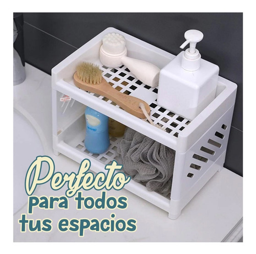 Imagen 6 de 7 de Estante Plastico Organizador 2 Niveles Baño Escritorio Mx-89