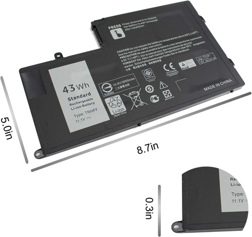 Imagen 3 de 6 de Bateria Para Portatil De 43wh Trhff P39f P49g Para Dell In
