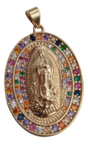 Medalla Virgen De Guadalupe 3cm Con Circones Más Cadena