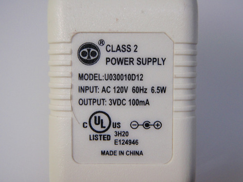 Cargador Power Supply 3 V - 100 Ma Mod. U030010d12 (Usado)