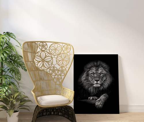 Quadro Tela Decorativo Leão Luxo 60x40 Grande Cor Preto