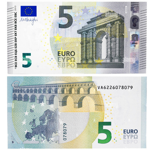 Billete 5 Euros  , Euro Europa Dolar Colección @