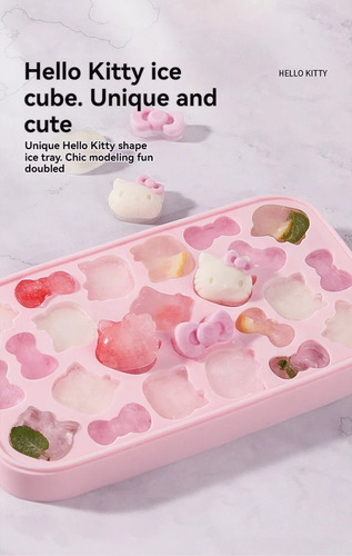 Molde Para Hielos Repostería Hello Kitty De Silicon Con Tapa