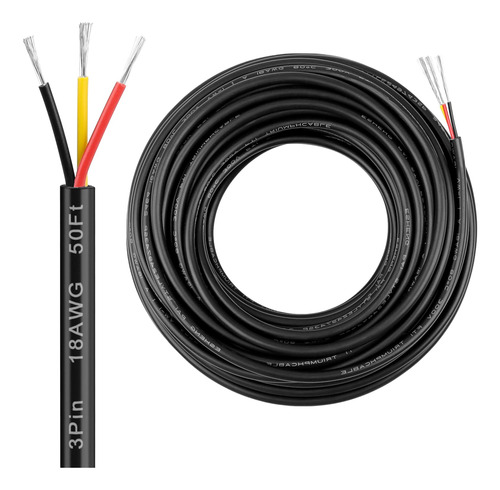 Cable Elctrico De Calibre 18, 3 Conductores, 18 Awg 50 Pies