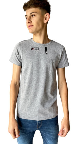 Remera Basic Slim Tee Gris Melange Medio Narrow Hombre