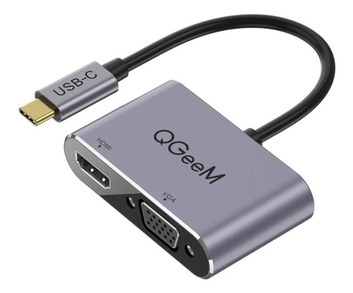 Cabo Adaptador De Vídeo - Usb-c  Vga + Hdmi - Qgeem (b07ydd