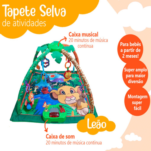 Kit Tapete Ginásio Atividade Safari Selva + Luminária Sensor
