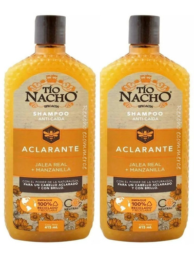Shampoo Tío Nacho Aclarante Jalea Real Y Manzanilla 2 Pzas