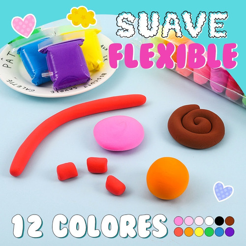 Imagen 5 de 9 de Set 2 Pack Foamy Moldeable 24 Pcs Colores + Moldeadores