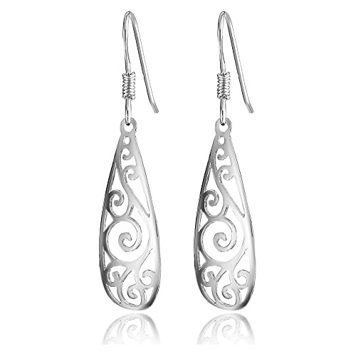 Aretes De Plata Esterlina 925, Filigrana Lágrima