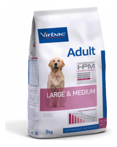 Alimento Virbac Veterinary Hpm Large & Medium Para Perro Adulto De Raza Mediana Y Grande Sabor Mix En Bolsa De 3kg