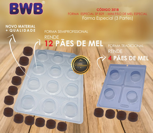 2 Mini Pão De Mel Molde Silicone Bwb Premium Sp829