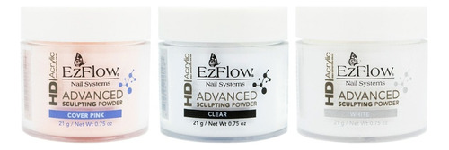 Ezflow Kit X3 Hd Advanced Polímero Polvo Uñas Esculpidas 21g Color A elección