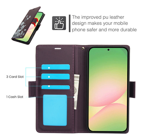 Funda De Piel Con Tapa Tipo Cartera Para Samsung Galaxy A56 A36 A26 A16 A06