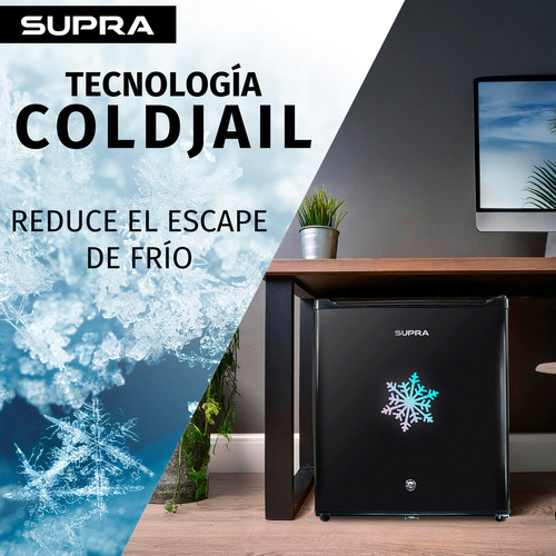 Supra Vail, Frigobar Negro De 47l Con Congelador