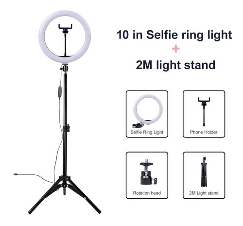 Ring Light Led Completo Iluminador Portátil 26cm Tripé