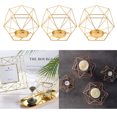 3 Pedazos Porta Candeleros Geométricos De Hierro Para Luces