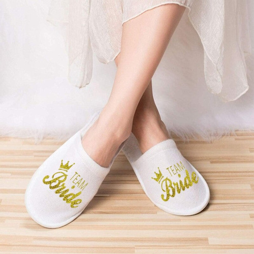 Pantuflas Blancas Matrimonio Despedida Spa Cortejo Boda Pack