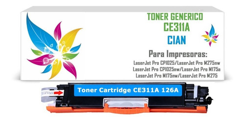 Tóner Genérico Ce311a 126a Cian Para Laserjet Pro Cp1025nw