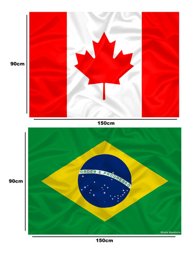 Bandeira Do Canadá + Bandeira Do Brasil Alta Qualidade Linda