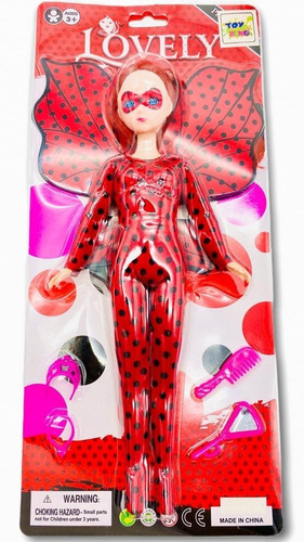 Boneca Tipo Miraculous Articulada Com Asa 30 Cm + Acessorios