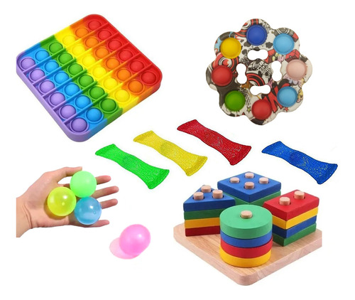 Kit 11 Fidget Toys Popit Spinner Squeeshy Brinquedo Didático