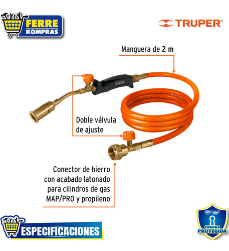 Soplete Con Manguera Para Gas, 1/2 , Truper 101970
