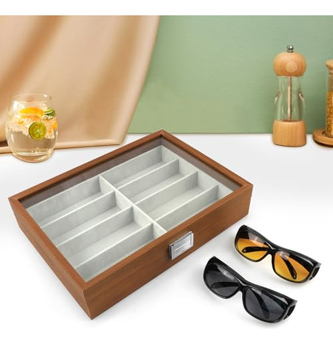 Homeanda Wooden Color 8 Grids Gafas Gafas Gafas De Sol Gafas