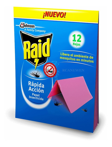 Raid® Papel Insecticida Rápida Acción. 12 Hojas/sobré Pack