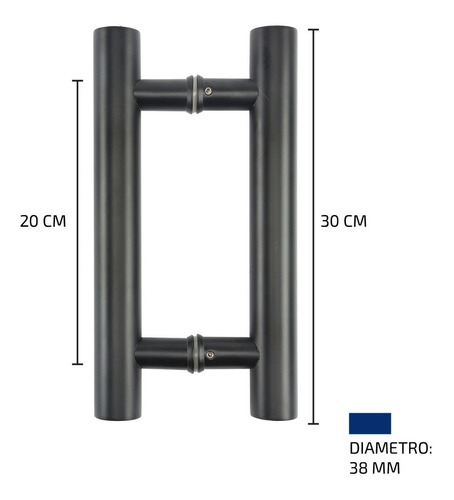 Imagen 3 de 6 de Barral Manijon Manija De 30cm Ace. Inox/negro Puerta Vidrio