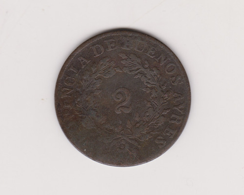 Moneda Argentina Bs As 2 Reales Año 1853 J/18.4.3 Muy/bueno