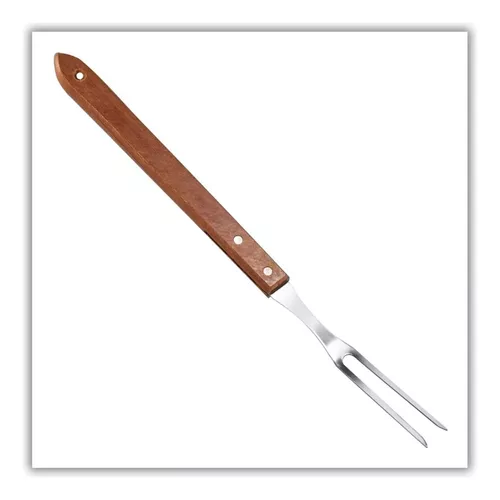 Full-Fit - Garfo para churrasco em aço inox 1,5mm com cabo de madeira  A20,5cm