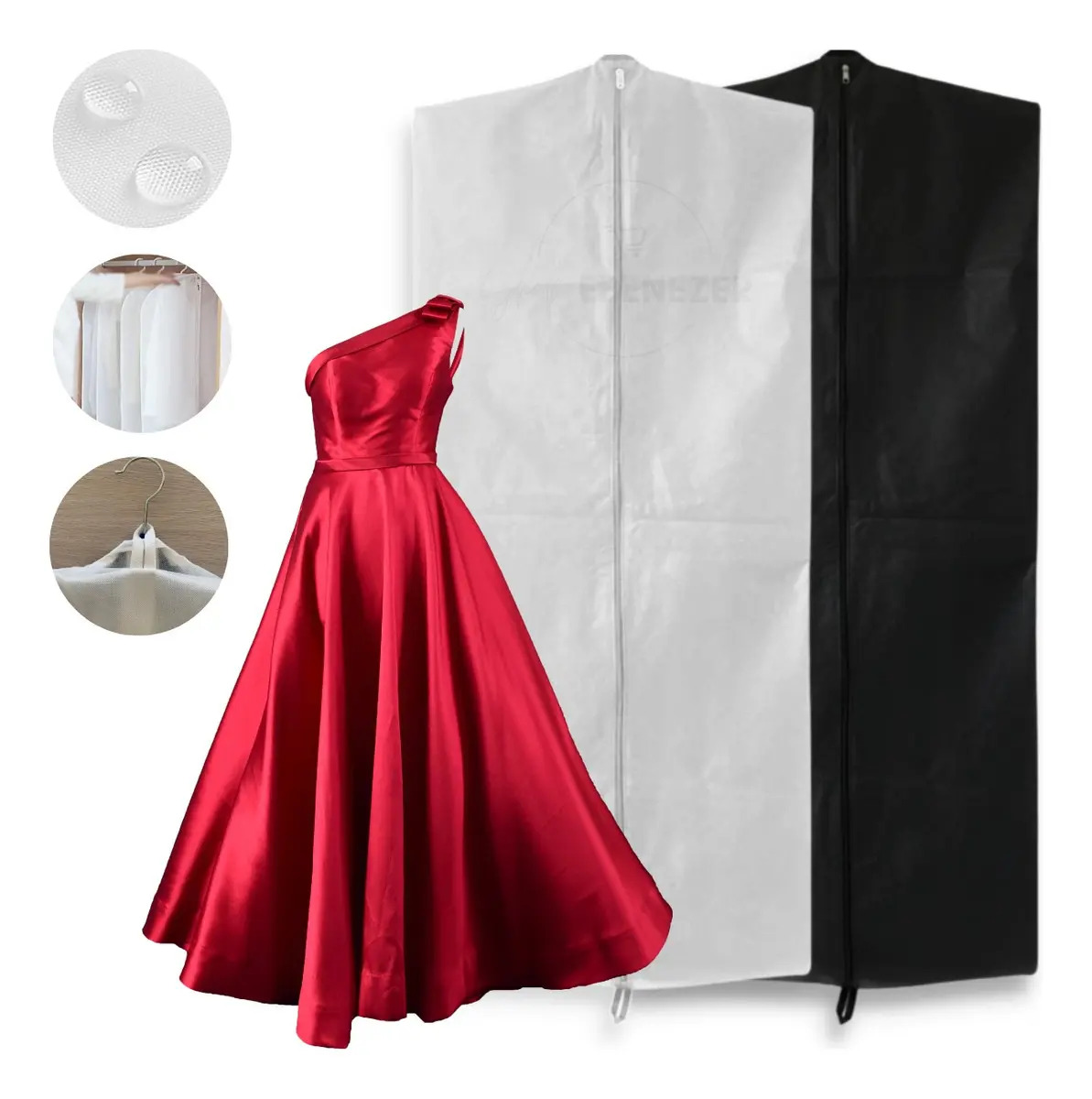 Capa Para Vestido De Noiva Madrinha 1,40x60cm Impermeável Resistente E Anti Mofo Cor Branca