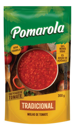 Molho De Tomate Tradicional Pomarola Sachê 300g