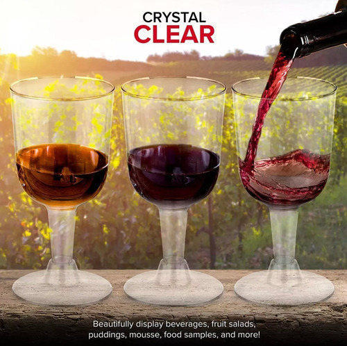 Copas Desechables Vino, Postres Plástico Premium 50 Piezas
